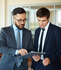 businessman showing changes report